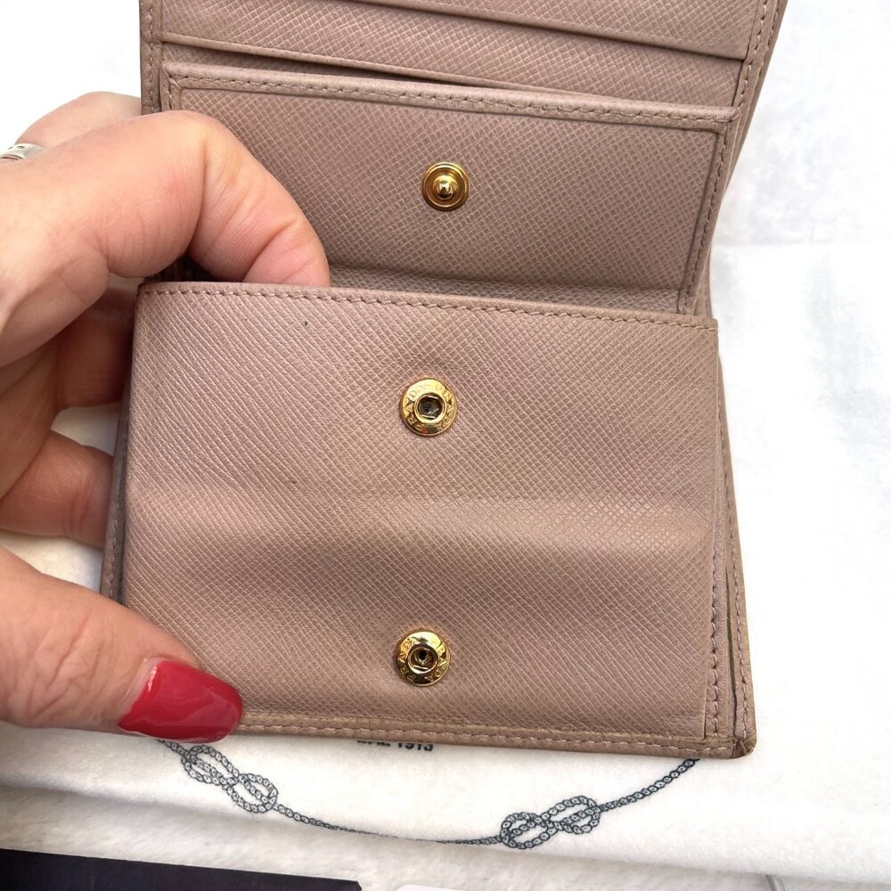 Prada Saffiano Leather Trifold Compact Wallet 1MV204 - Picture 10 of 10